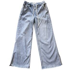 Lovervet by Vervet High-Rise Wide-Leg Side Slit Hem Drawstring Jeans 27X30